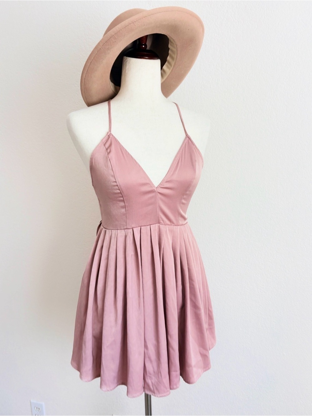 NBD Revolve Ballet Satin Dusty Rose Mini Dress